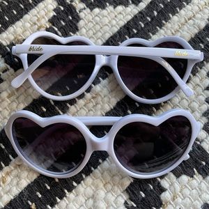 White bride heart sunglasses
